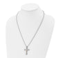 Stainless Steel Chisel Polished With 14K Gold Accent Crucifix Pendant On A 22 Inch Ball Chain Necklace