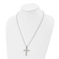 Stainless Steel Chisel Polished With 14K Gold Accent Crucifix Pendant On A 22 Inch Ball Chain Necklace