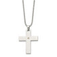 Stainless Steel Chisel Polished With 14K Gold Accent .02 Carat Diamond Cross Pendant On A 22 Inch Ball Chain Necklace