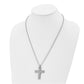 Stainless Steel Chisel Polished With 14K Gold Accent .02 Carat Diamond Cross Pendant On A 22 Inch Ball Chain Necklace