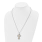 Stainless Steel Chisel Polished With 14K Gold Accent Cross Pendant On A 22 Inch Ball Chain Necklace