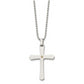 Stainless Steel Chisel Polished With 14K Gold Accent .02 Carat Diamond Cross Pendant On A 22 Inch Ball Chain Necklace