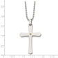 Stainless Steel Chisel Polished With 14K Gold Accent .02 Carat Diamond Cross Pendant On A 22 Inch Ball Chain Necklace