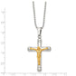 Stainless Steel Chisel Polished Yellow Ip-Plated Crucifix Pendant On A 22 Inch Ball Chain Necklace