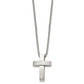 Stainless Steel Chisel Brushed And Polished Cross Pendant On A 22 Inch Box Chain Necklace