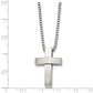 Stainless Steel Chisel Brushed And Polished Cross Pendant On A 22 Inch Box Chain Necklace