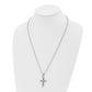 Stainless Steel Chisel Brushed And Polished Cross Pendant On A 24 Inch Ball Chain Necklace