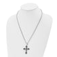 Stainless Steel Chisel Antiqued Polished And Textured Cross Pendant On A 22 Inch Cable Chain Necklace