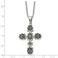 Stainless Steel Chisel Antiqued Polished And Textured Cross Pendant On A 22 Inch Cable Chain Necklace