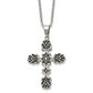 Stainless Steel Chisel Antiqued Polished And Textured Cross Pendant On A 22 Inch Cable Chain Necklace