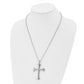 Stainless Steel Chisel Polished With Cz Cross Pendant On A 22 Inch Ball Chain Necklace