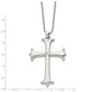 Stainless Steel Chisel Polished With Cz Cross Pendant On A 22 Inch Ball Chain Necklace