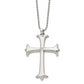 Stainless Steel Chisel Polished With Cz Cross Pendant On A 22 Inch Ball Chain Necklace