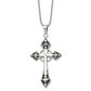 Stainless Steel Chisel Polished Enameled With .01 Carat Diamond Cross Pendant On A 24 Inch Ball Chain Necklace