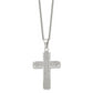 Stainless Steel Chisel Polished With Cz Cross Pendant On A 22 Inch Cable Chain Necklace