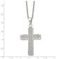 Stainless Steel Chisel Polished With Cz Cross Pendant On A 22 Inch Cable Chain Necklace