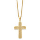 Stainless Steel Chisel Polished Yellow Ip-Plated With Cz Cross Pendant On A 22 Inch Cable Chain Necklace