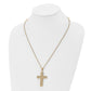 Stainless Steel Chisel Polished Yellow Ip-Plated With Cz Cross Pendant On A 22 Inch Cable Chain Necklace