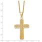 Stainless Steel Chisel Polished Yellow Ip-Plated With Cz Cross Pendant On A 22 Inch Cable Chain Necklace