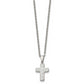 Stainless Steel Chisel Polished Crystal Cross Pendant On A 22 Inch Cable Chain Necklace