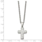 Stainless Steel Chisel Polished Crystal Cross Pendant On A 22 Inch Cable Chain Necklace