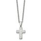 Stainless Steel Chisel Polished Crystal Cross Pendant On A 22 Inch Cable Chain Necklace