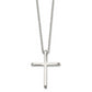 Stainless Steel Chisel Polished With Cz Ends Cross Pendant On A 22 Inch Cable Chain Necklace