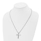 Stainless Steel Chisel Polished With Cz Ends Cross Pendant On A 22 Inch Cable Chain Necklace