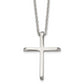 Stainless Steel Chisel Polished With Cz Ends Cross Pendant On A 22 Inch Cable Chain Necklace