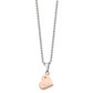 Stainless Steel Chisel Polished Rose Ip-Plated With Cz Heart Pendants On 22 Inch Ball Chain Necklace Set