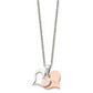 Stainless Steel Chisel Polished Rose Ip-Plated 2 Piece Heart Pendant On A 22 Inch Cable Chain Necklace