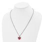 Stainless Steel Chisel Polished With Red Crystal Heart Pendant On A 22 Inch Cable Chain Necklace