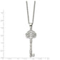 Stainless Steel Chisel Polished And Textured Key Pendant On A 22 Inch Cable Chain Necklace