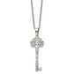 Stainless Steel Chisel Polished And Textured Key Pendant On A 22 Inch Cable Chain Necklace