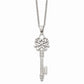 Stainless Steel Chisel Polished Heart Key Pendant On A 22 Inch Cable Chain Necklace