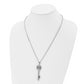 Stainless Steel Chisel Polished Heart Key Pendant On A 22 Inch Cable Chain Necklace