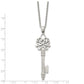 Stainless Steel Chisel Polished Heart Key Pendant On A 22 Inch Cable Chain Necklace