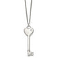 Stainless Steel Chisel Polished With Cz Heart Key Pendant On A 20 Inch Cable Chain Necklace