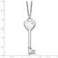 Stainless Steel Chisel Polished With Cz Heart Key Pendant On A 20 Inch Cable Chain Necklace