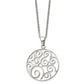 Stainless Steel Chisel Polished Fancy Swirl Pendant On A 22 Inch Cable Chain Necklace