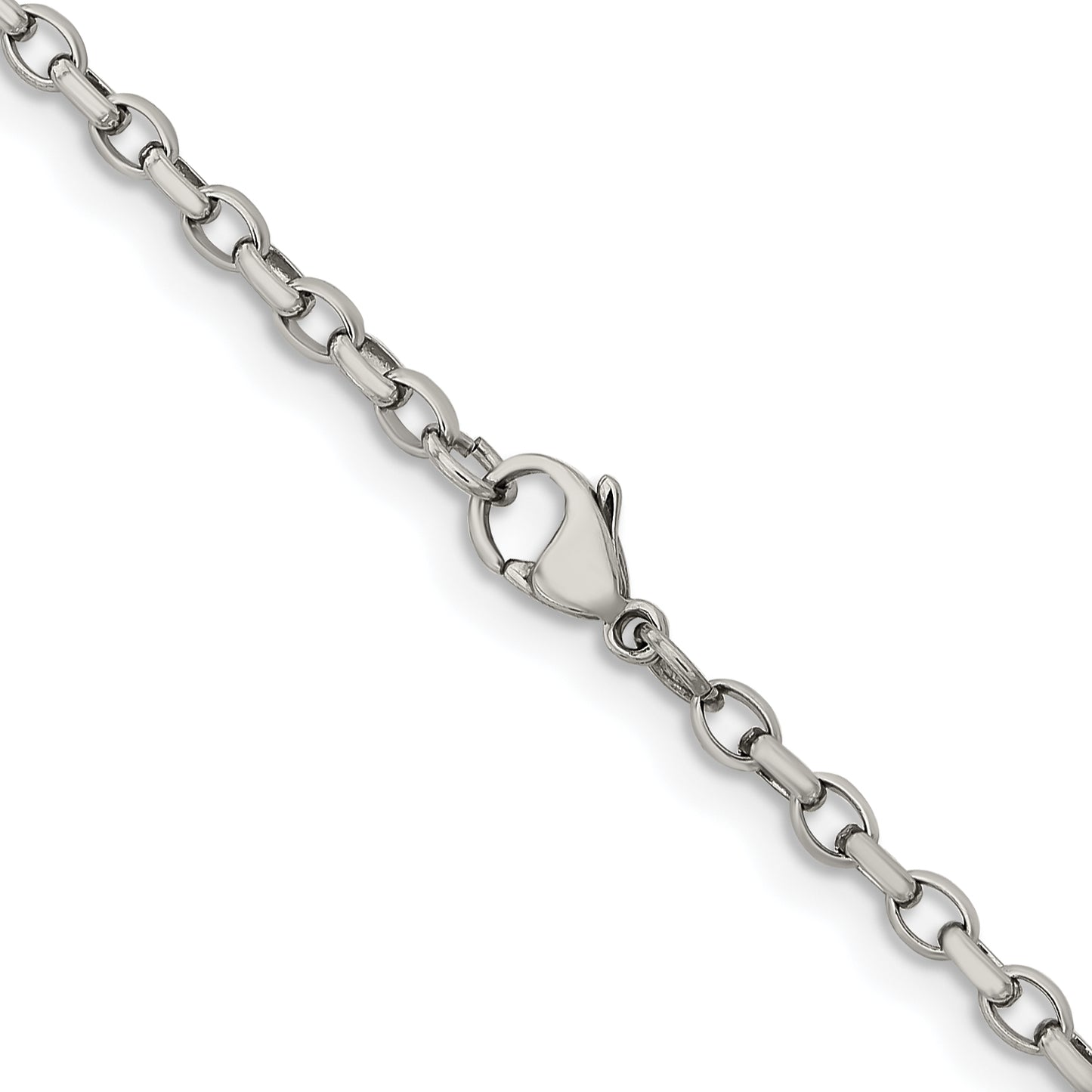 Stainless Steel Chisel Polished 3.2mm 24 Inch Cable Chain