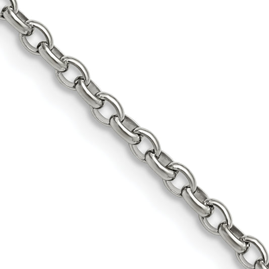 Stainless Steel Chisel Polished 3.2mm 18 Inch Cable Chain