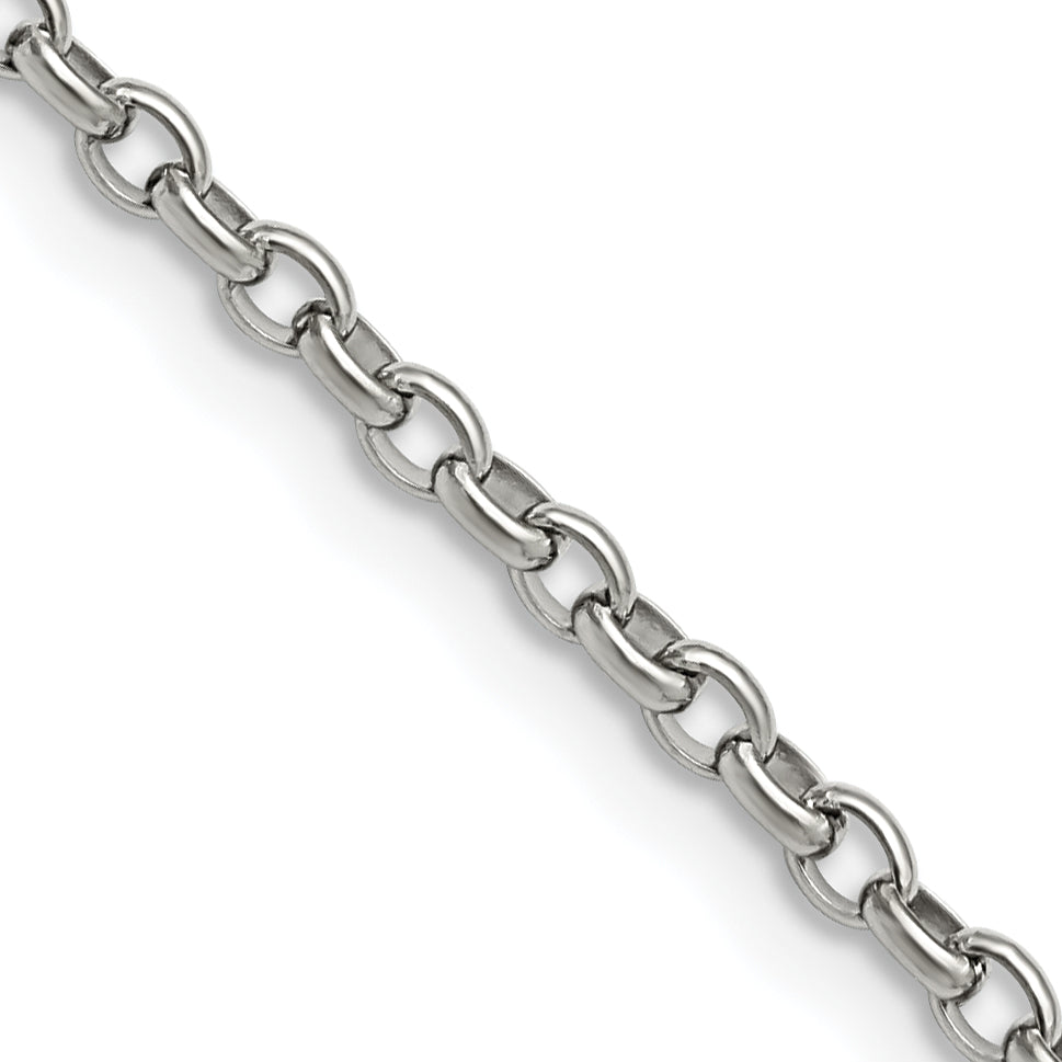 Stainless Steel Chisel Polished 3.2mm 24 Inch Cable Chain