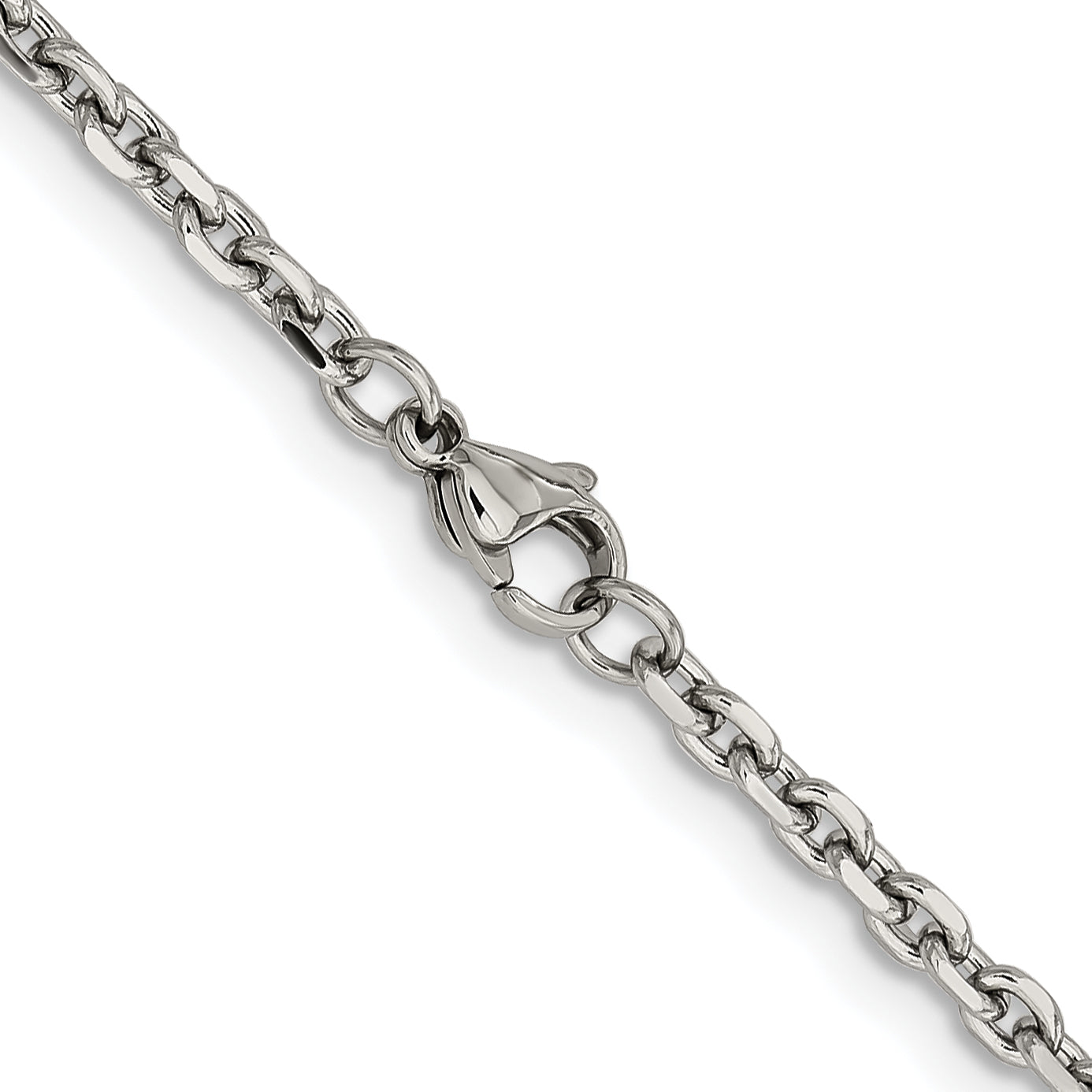 Stainless Steel Chisel Polished 3.4mm 22 Inch Cable Chain