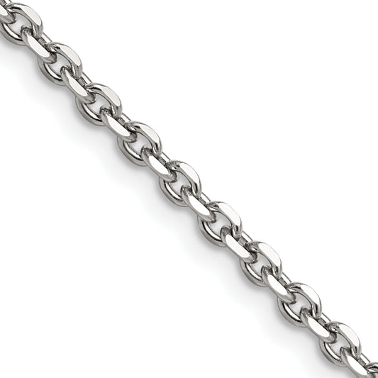 Stainless Steel Chisel Polished 3.4mm 20 Inch Cable Chain