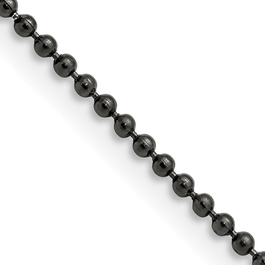 Stainless Steel Chisel Polished Black Ip-Plated 2mm 18 Inch Ball Chain