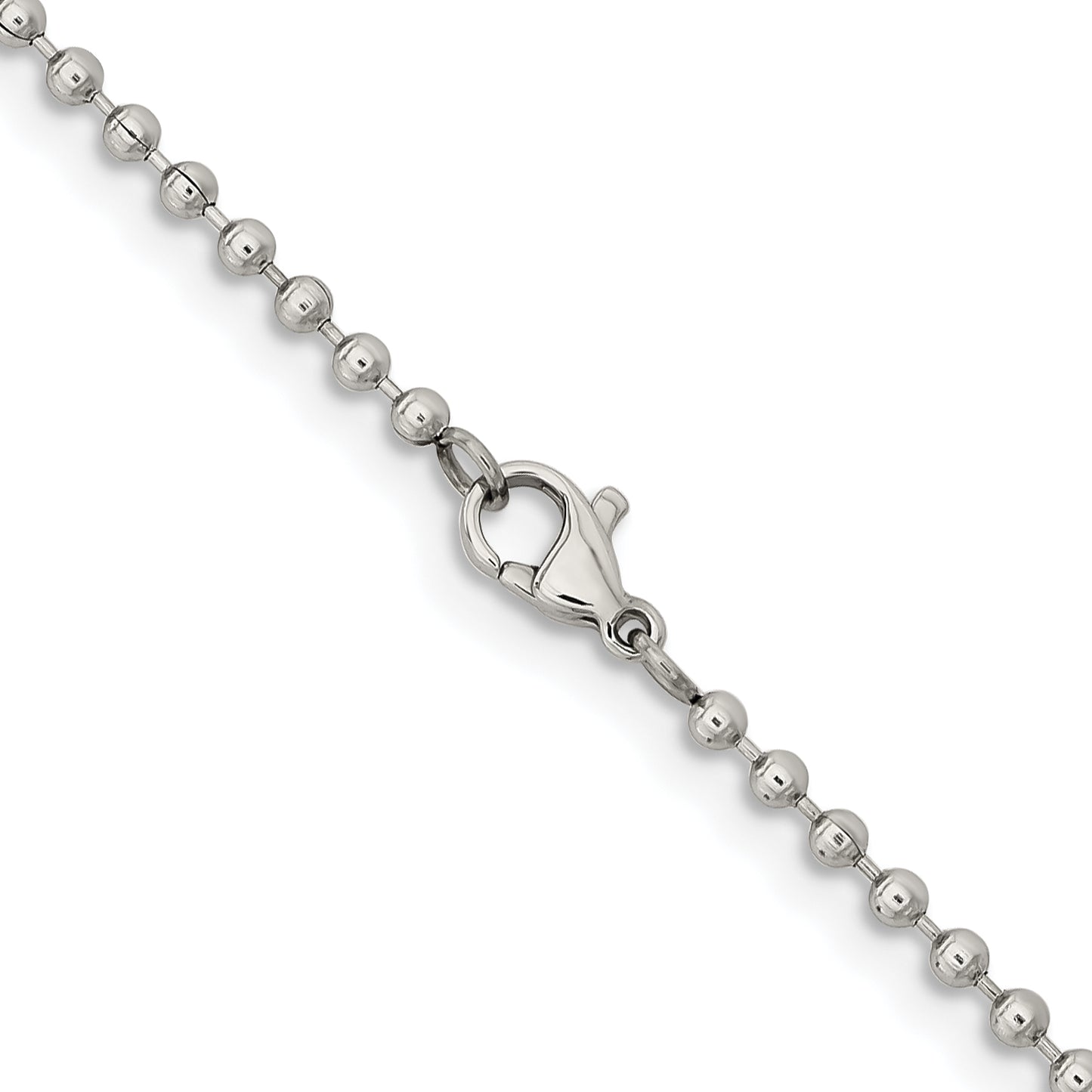 Stainless Steel Chisel Polished 2.4mm 24 Inch Ball Chain