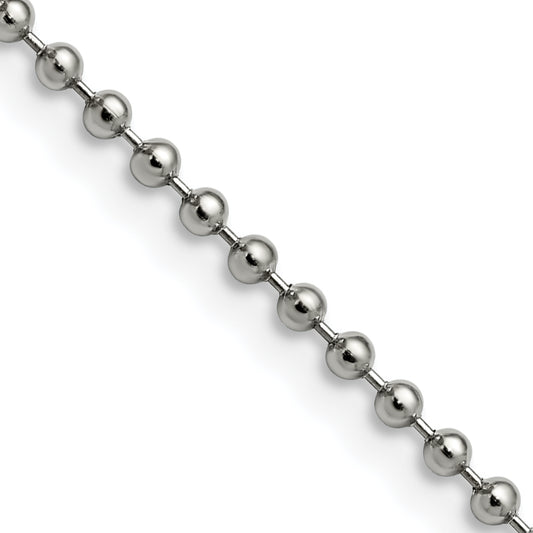 Stainless Steel Chisel Polished 2.4mm 16 Inch Ball Chain