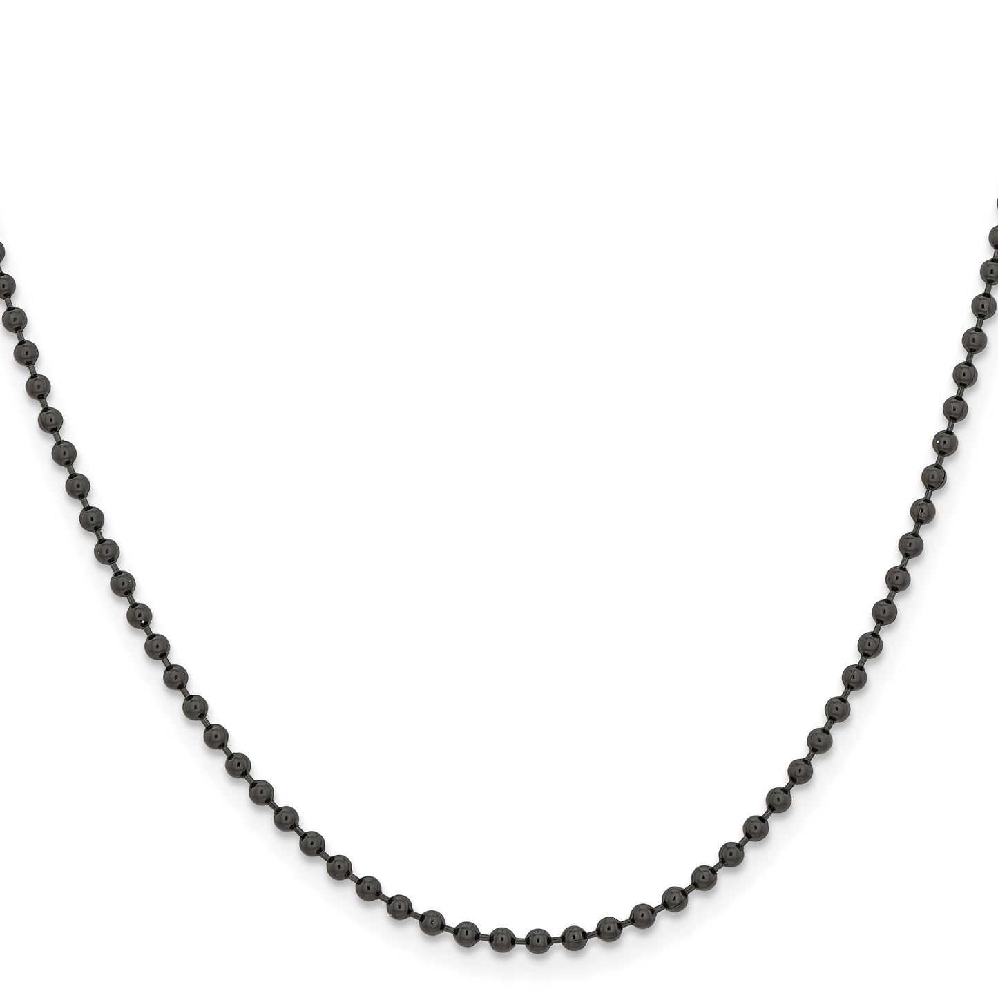 Stainless Steel Chisel Polished Black Ip-Plated 2.4mm 24 Inch Ball Chain