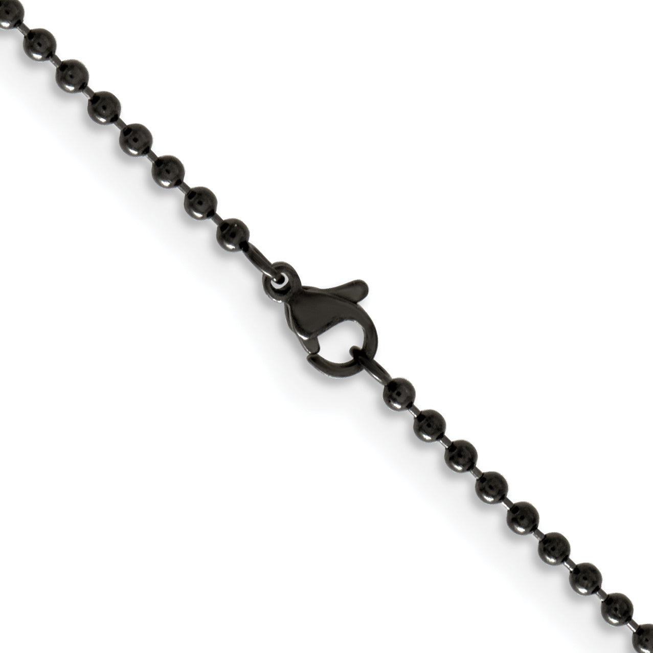 Stainless Steel Chisel Polished Black Ip-Plated 2.4mm 20 Inch Ball Chain